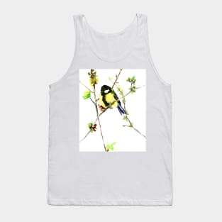 Great Tit Watercolor Bird Tank Top